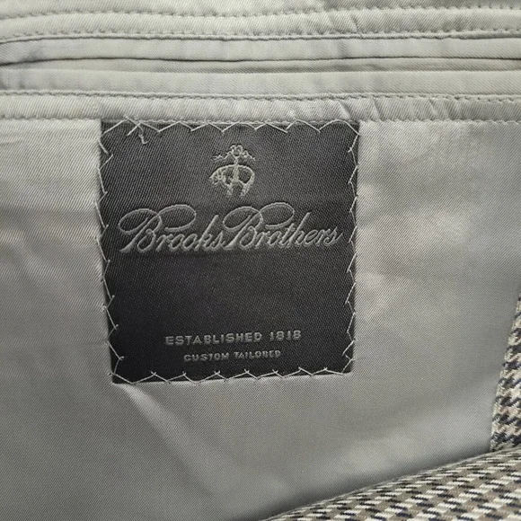 Brooks Brothers Custom Tailored Men's 48 Blazer Sports Coat Silver Houndstooth